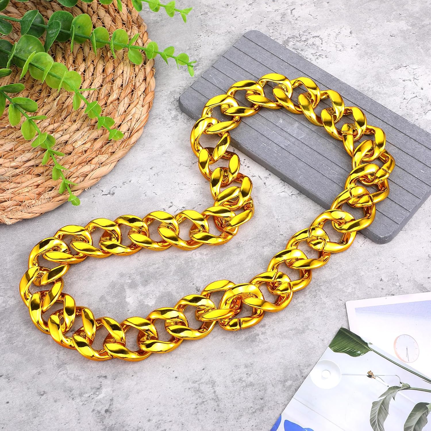 6 Pcs Gold Hip Hop Rapper Chains, 32" Chunky Fake Necklace for 80s 90s Costume Party Halloween Cosplay Jewelry for Men Women - Image 5