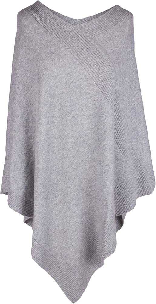 Amazon | レディース用100 %カシミアポンチョ – ライトグレー