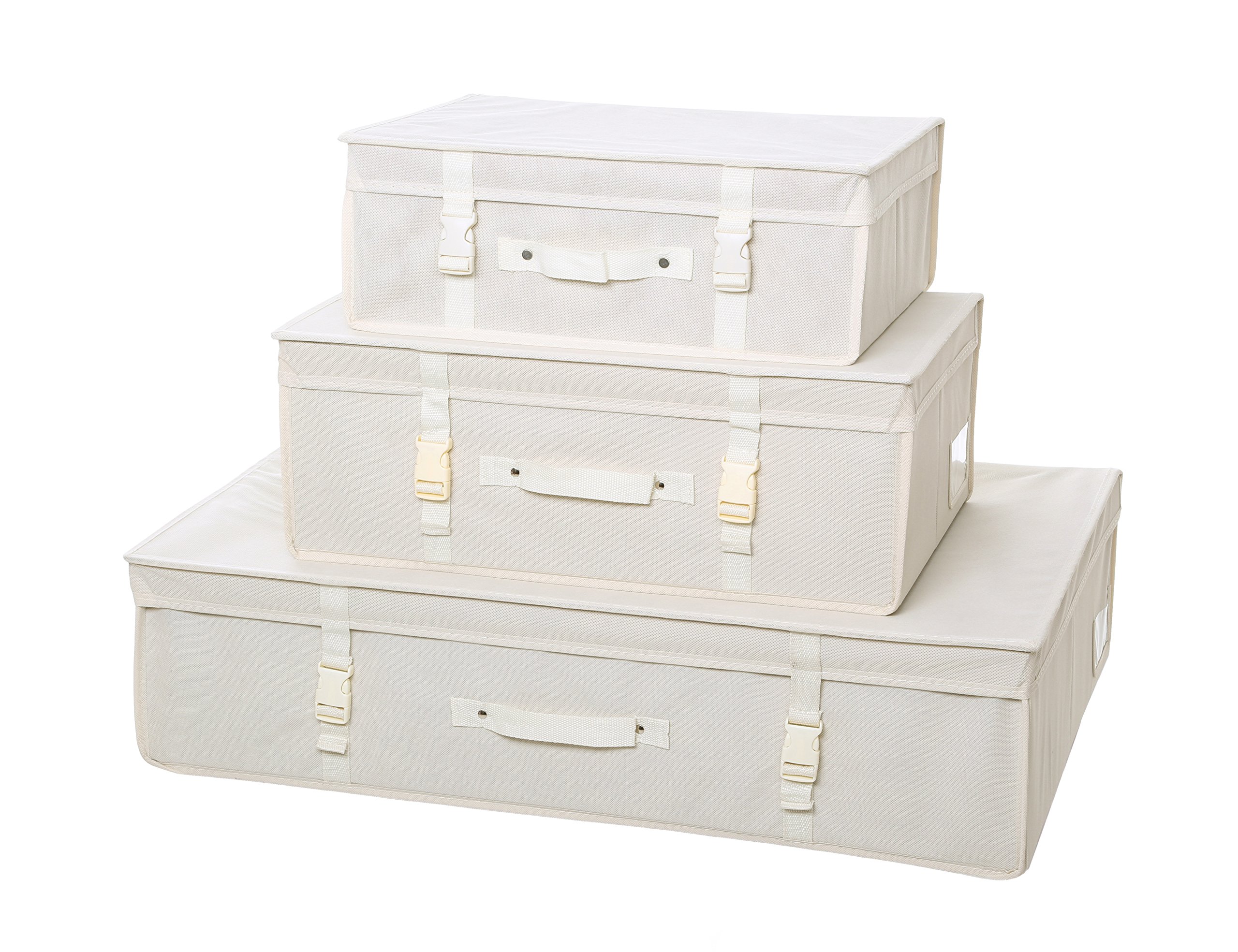 Hoesh UK – Ivory Medium Wedding Dress Storage Box, Under Bed with Lid & Acid Free Tissue - bridal gown storage, wedding dress box, clothes storage, under bed storage