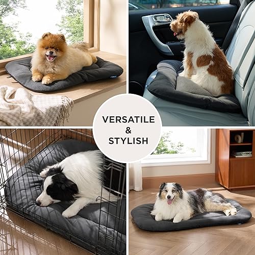 Miniatura 4 de Bedsure Almohadilla lavable para perros grandes, cama antideslizante para cachorros, para jaulas, tapete plano y delgado de forro polar ultra suave