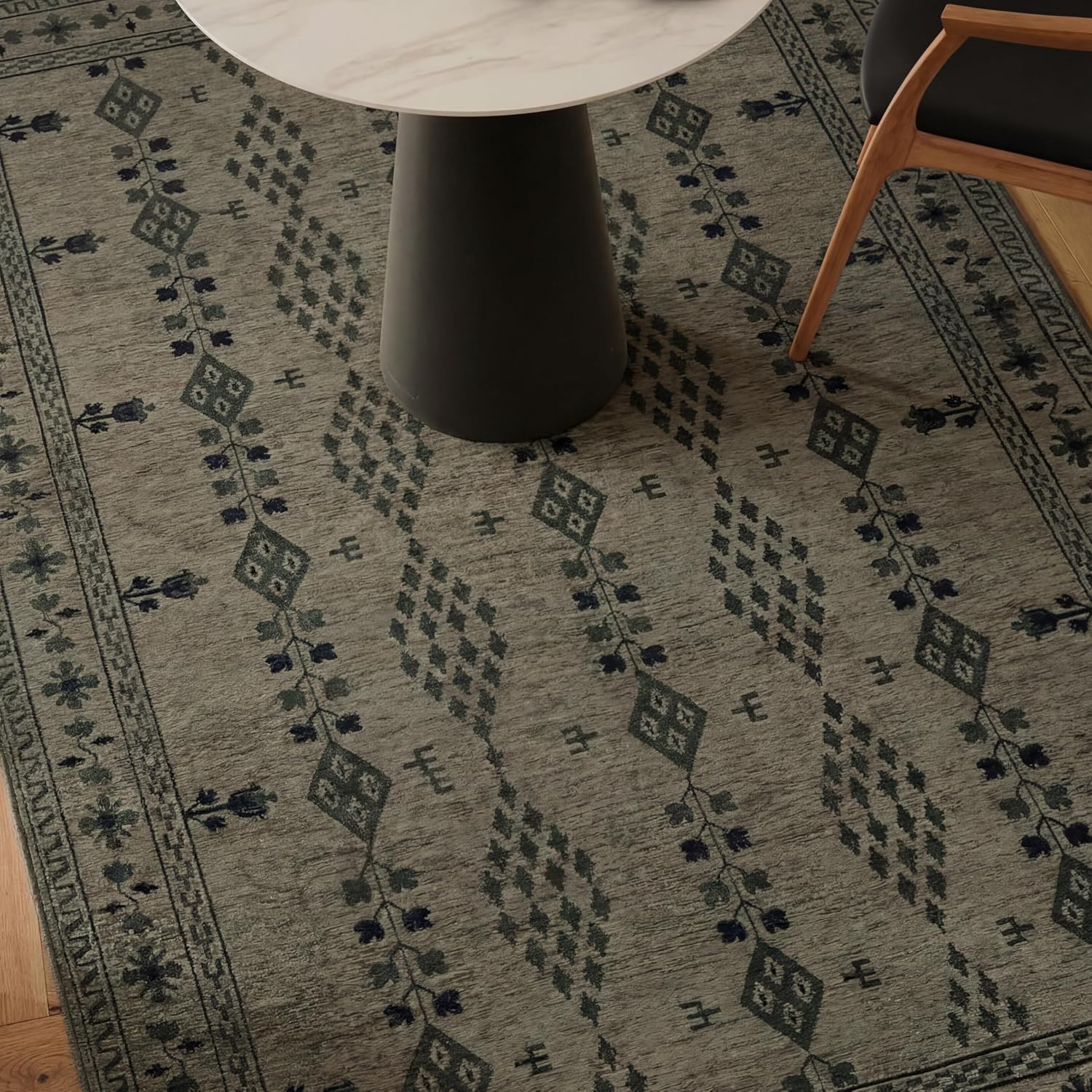 Revival Rugs Garland 8'x10' Washable Area Rug for Kitchen Bedroom - Oeko-TEX Certified, Green
