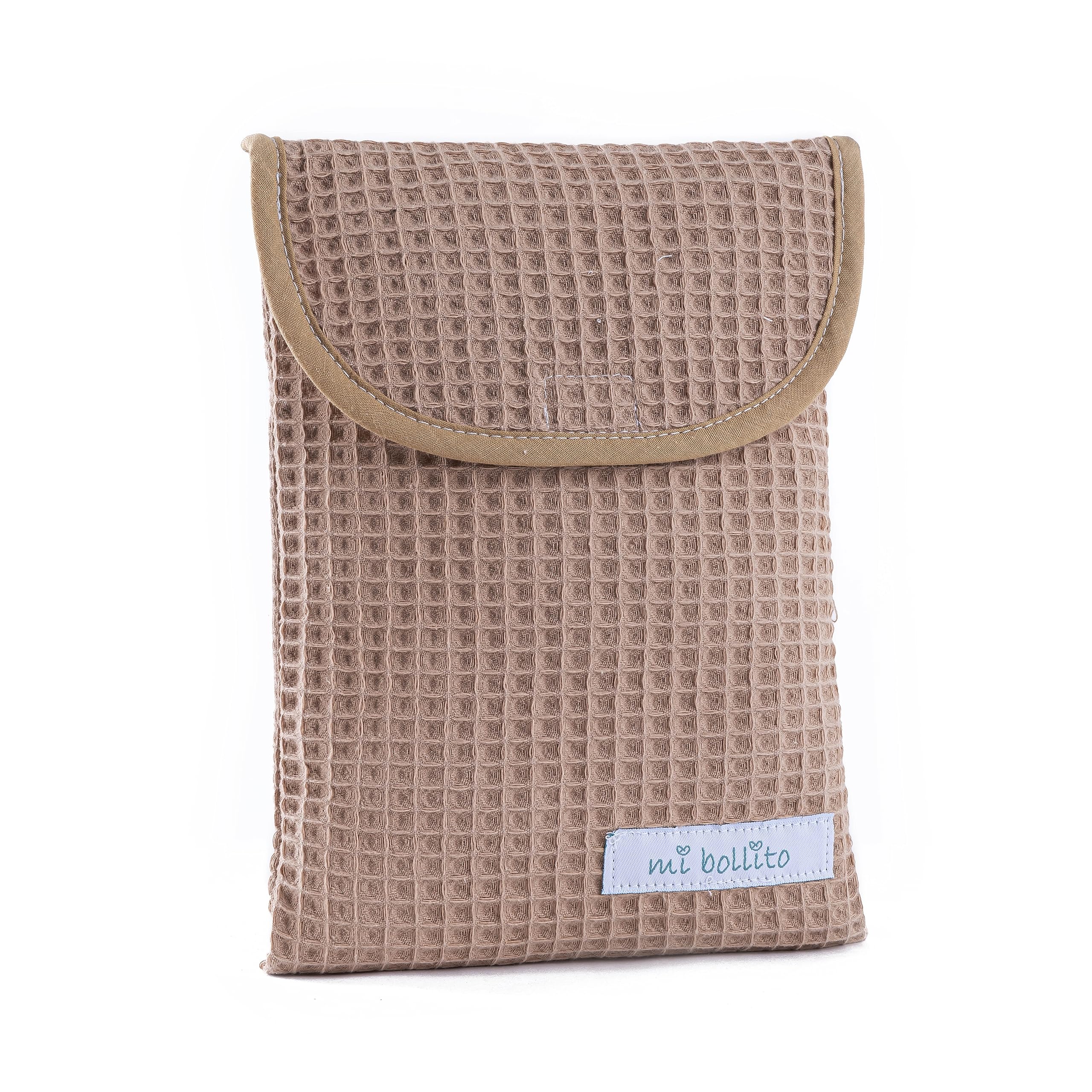 mi bollito Organiser bag for diapers and baby wipes 100% cotton waffle fabric, quick Velcro closure, practical and stylish