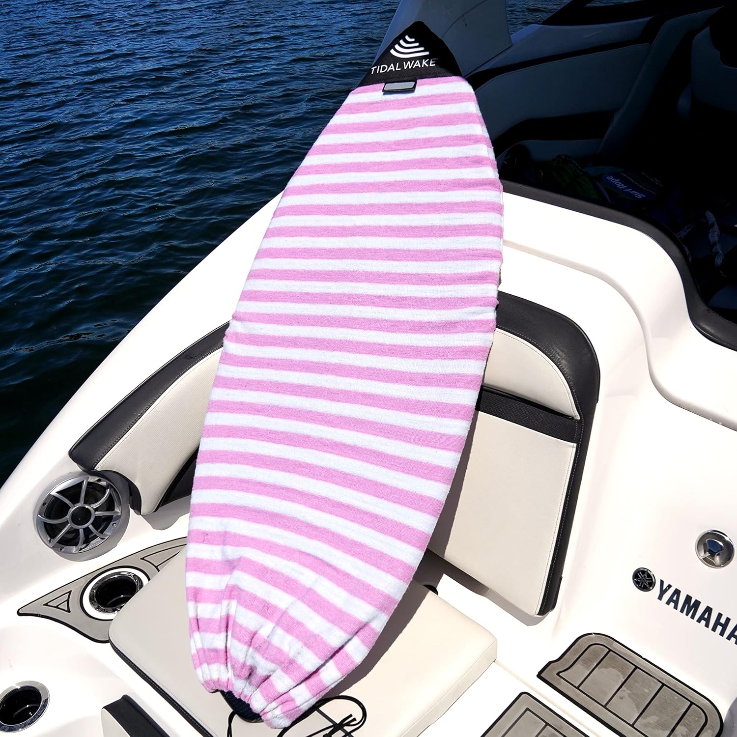 Tidal Wake TAG-IT -52" Pointed Nose Surf & Wake Board Sock - Soft Wakesurf/Wakeboard Bag with Built-in Name Tab, Customizable Wake Surfboard/Wakeboard Cover Protects Your Board - Pink & White