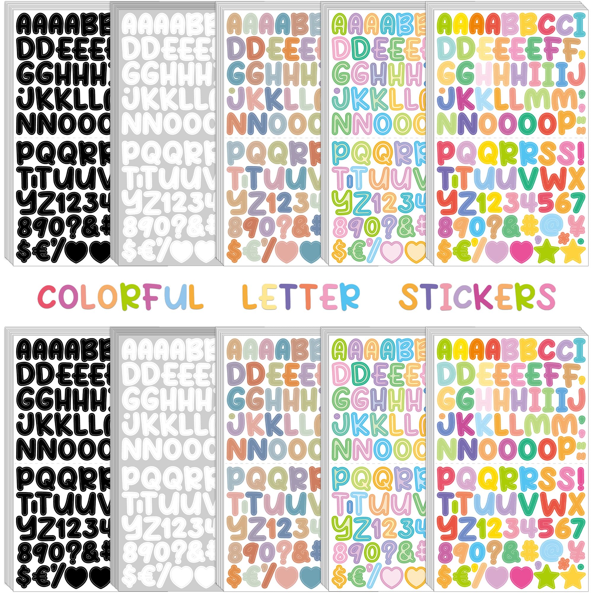 Photo 1 of 100 Sheets Letter Stickers 9000 Pcs Alphabet Stickers 1/2 Inch Small Self-Adhesive ABC 0.5in Vinyl Sticker Letters for Water Bottles Scrapbooks Notebook Labels Mailbox DIY Crafts Art Sign(Multicolor)
