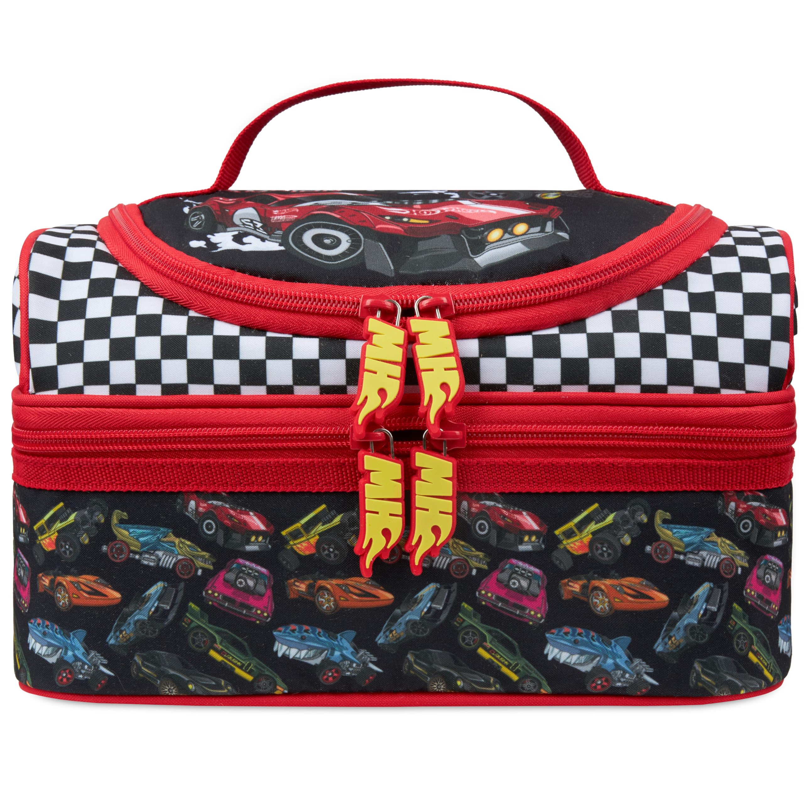 Get Trend Hot Wheels Kids Insulated Lunch Bag, Dual Compartments Cooler Bag for Lunch Box & Snacks, Food Carrier for School, Sports, Travel & Picnics, School Supplies Gifts (Multi Hot Wheels)