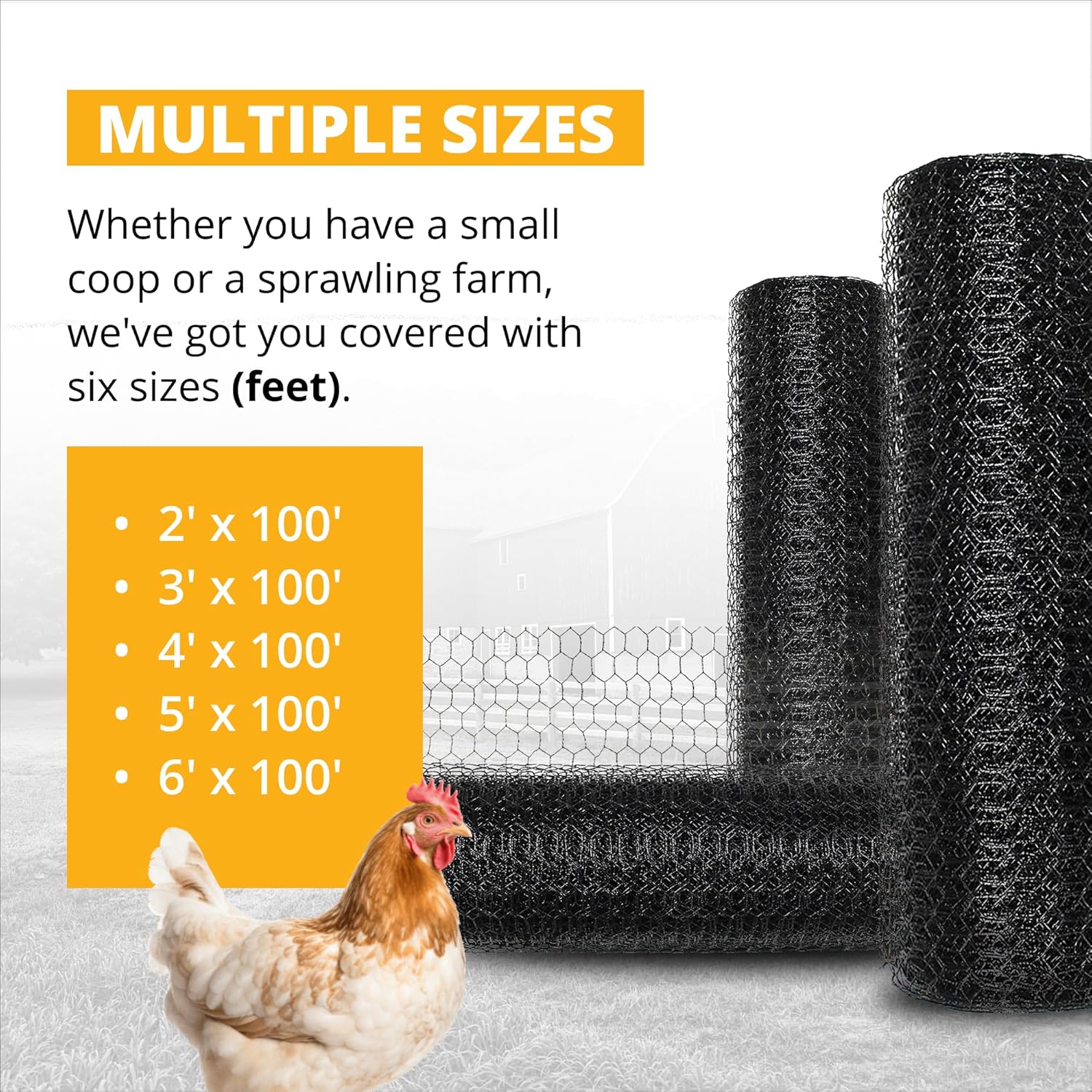 Stromberg’s PVC-Coated Galvanized Wire Fencing, 1-Inch Hex Mesh, Weatherproof, Long-Lasting & Durable for Outdoor Use, Ideal for Poultry Runs and Flight Pens, 2' x 100' Roll