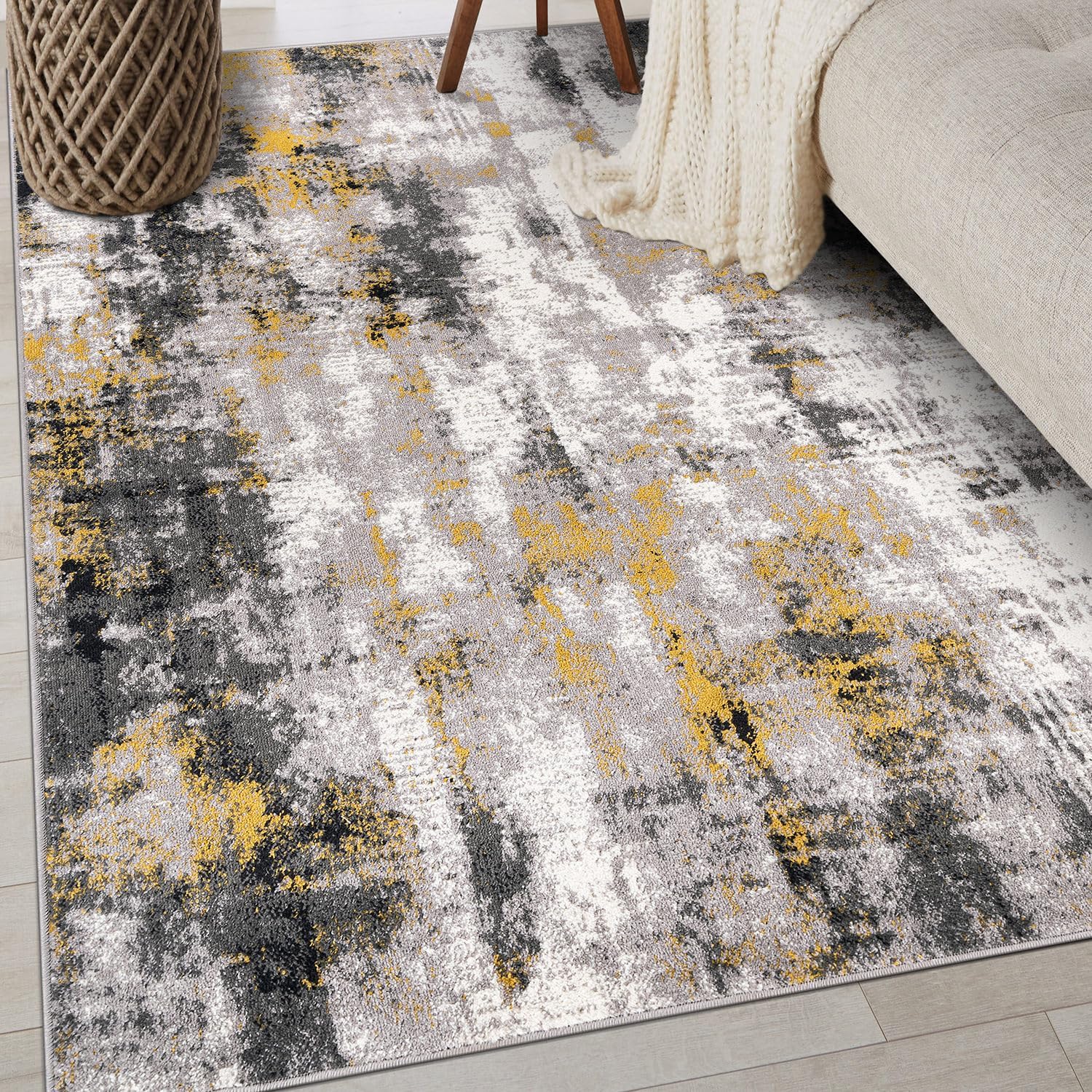 RugshopTralee Modern Abstract Stain Resistant Area Rug 7'10" x 10' Yellow