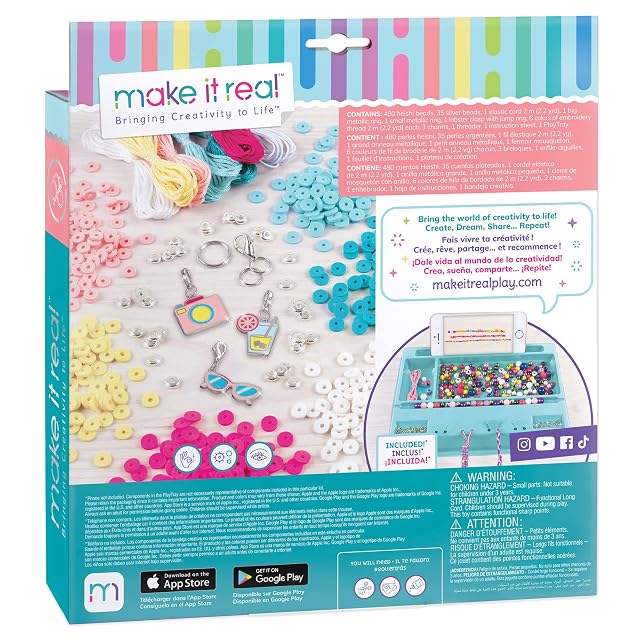 Foto 2 de 5 de Make It Real 2901317 Heishi Bead Jewellery Set, DIY Bracelets, Creative Kit for Children, Multi-Coloured