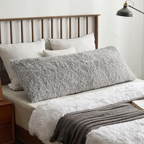 Miniatura 1 de XeGe Funda de almohada de lujo y peluda, funda de almohada de cama esponjosa con cierre de cremallera, funda de almohada larga de felpa decorativa