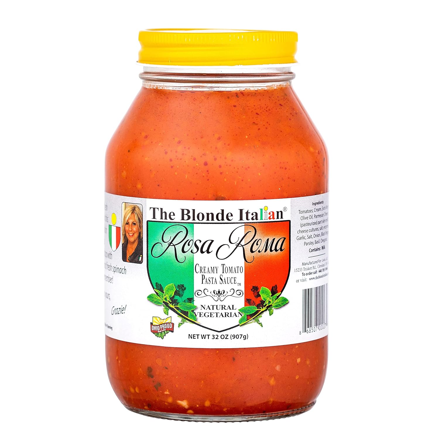 Rosa Roma Pasta Sauce - Italian Creamy Tomato Spaghetti Sauce - Vegetarian, Made in USA with No Added Sugar (2 Pack 32oz Jars)