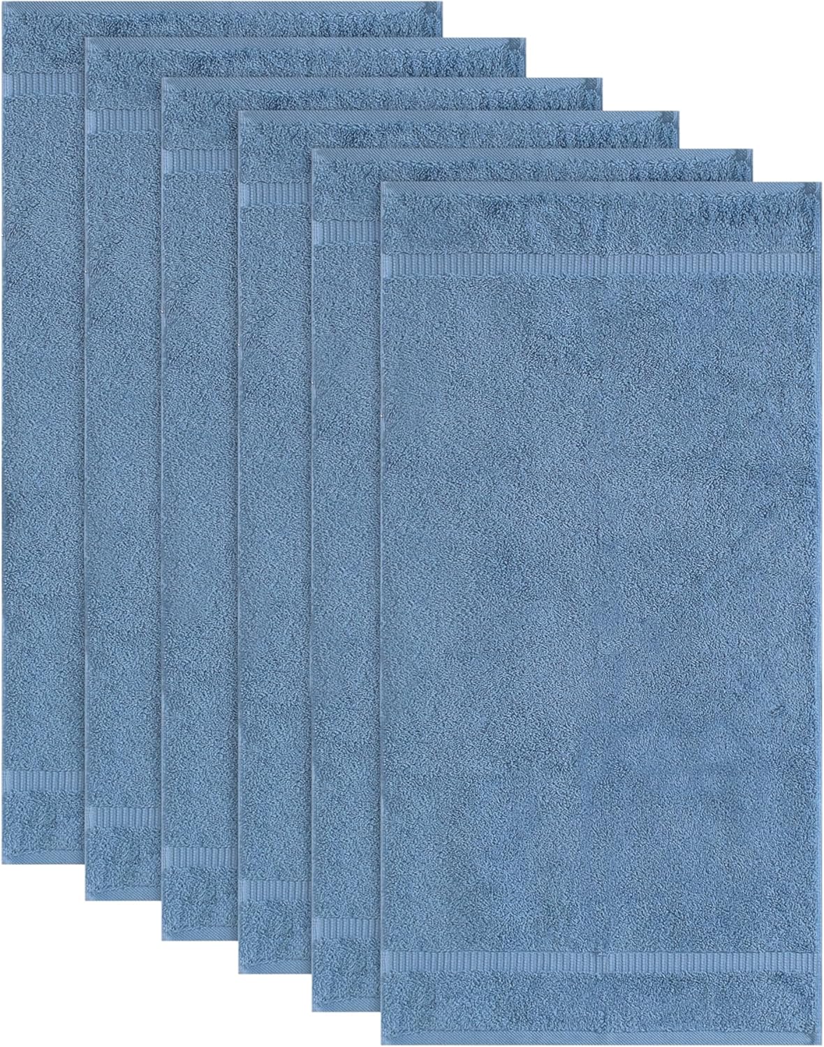 SALBAKOS 100% Turkish Cotton Hand Towels Set 6-Piece Blue 16x30 in | Luxury Premium Quality Thick Super Absorbent Turkish Hand Towel for Bathroom & Kitchen | Made in Turkey (Blue, 6 Hand Towels)