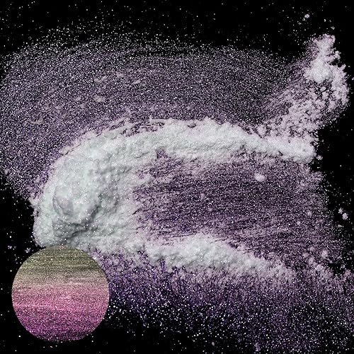 Miniatura 8 de Matio Polvo de mica camaleón, 1.06 onzas1.06 oz de polvo de cromo blanco de hada rosa, pigmento de cambio de color con efecto nacarado para