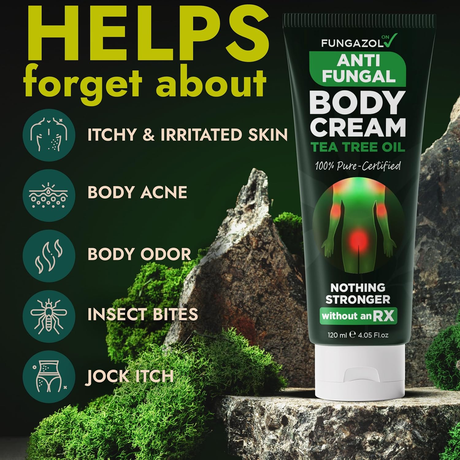 Antifungal Body Cream for Ringworm & Athlete’s Foot | Strength Formula with Tea Tree Oil | Helps With Itching, Burning & Scaling Relief | Treatment For Skin Fungus | 4.05 fl oz - Image 2