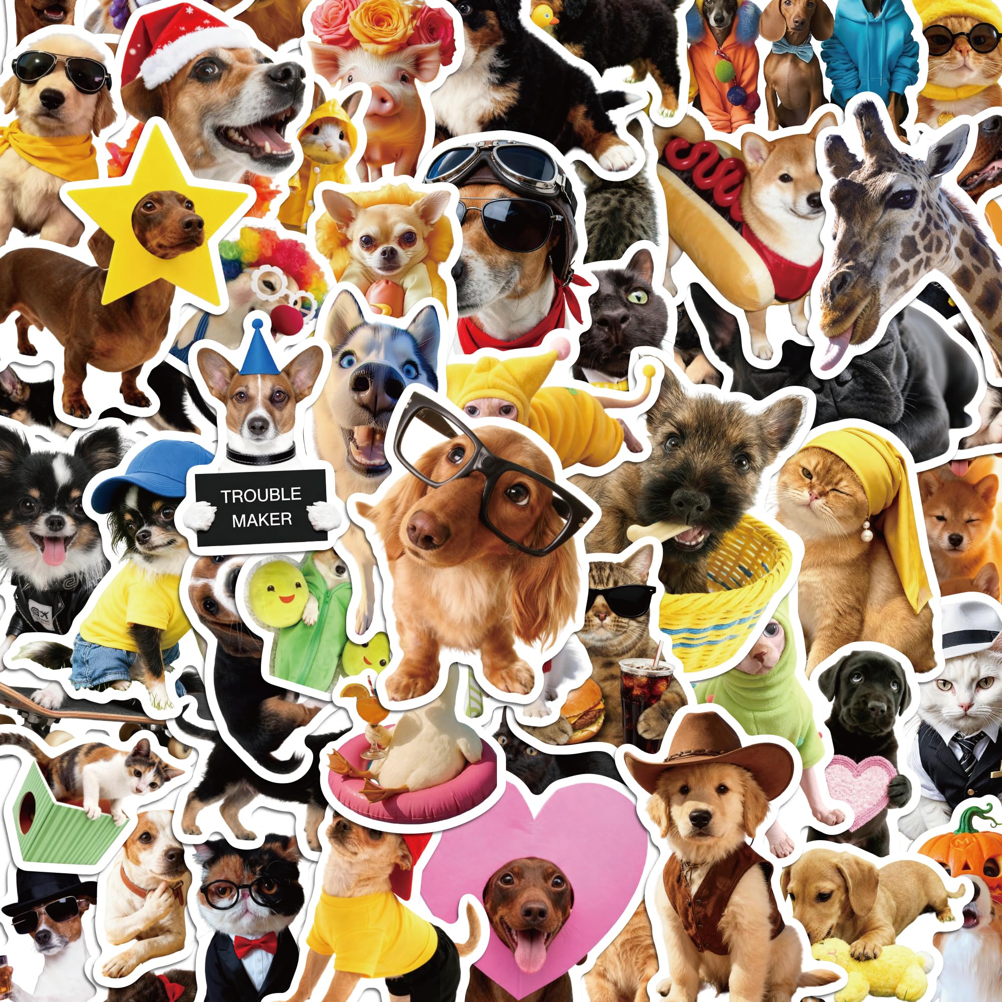 350+ Funny Dog Cat Stickers, Cute Animal Sticker Book for Water Bottles Journaling Laptop Scrapbook Guitar Suitcase Phone Snowboard Planner, Waterproof Vinyl Gifts for Women Men Girl Kids Adult Teens — image 1