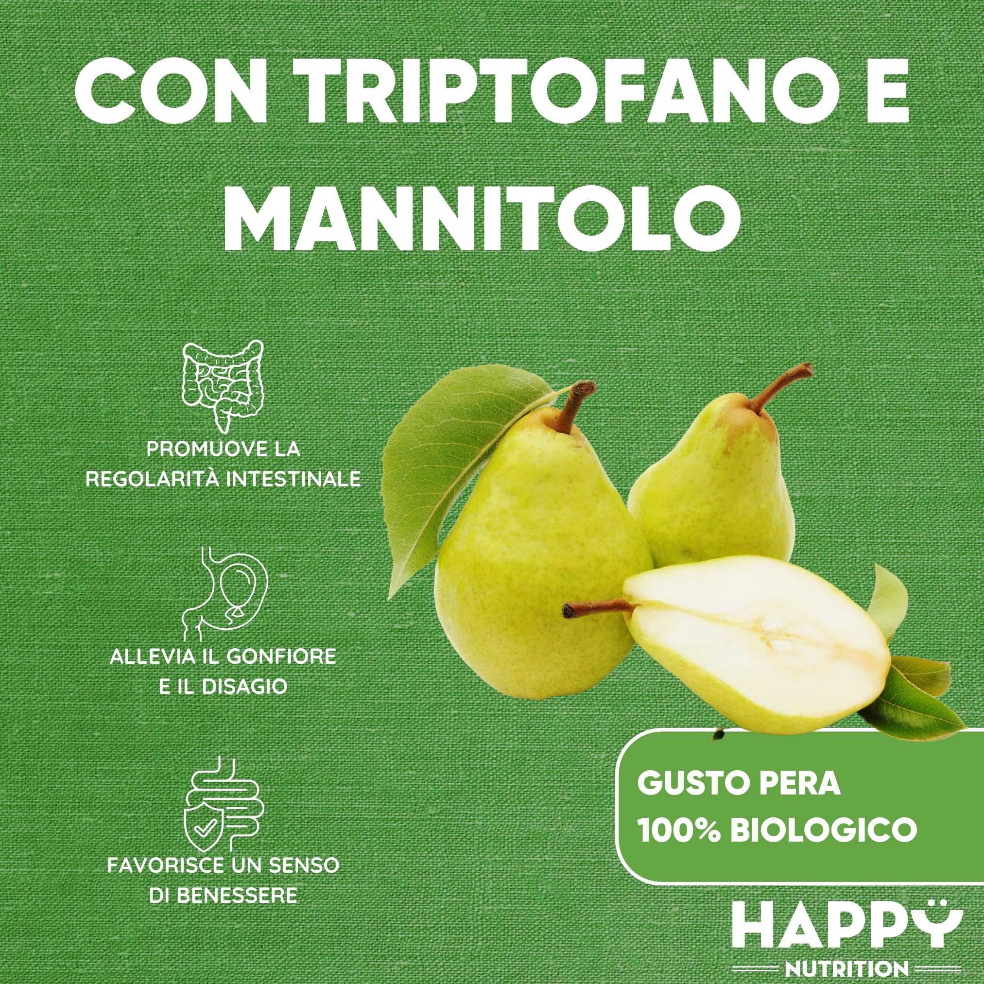 Happy Nutrition Caramelle Gommose Lassative - 60 Gummies al Gusto Pera - Lassativo Naturale Forte per Stitichezza - Integratori per Transito Intestinale - Lassativi Naturali per Andare di Corpo
