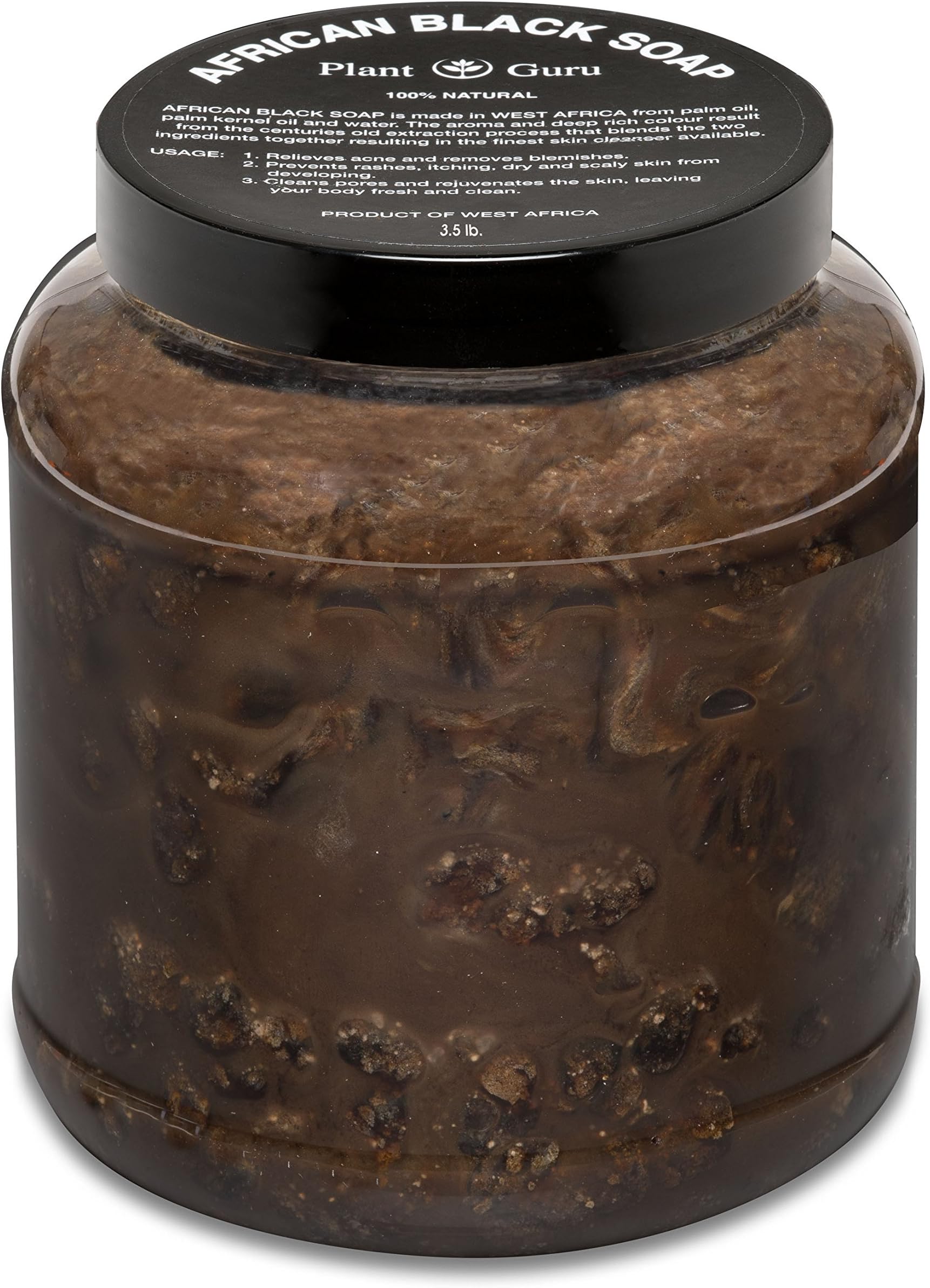 Raw African Black Soap Paste 3.5 lbs. / 3 ½ Pounds From Ghana - 100% Natural Acne Treatment, Aids Against Eczema & Psoriasis, Dry Skin, Scar Removal, Pimples and Blackhead, Face & Body Wash