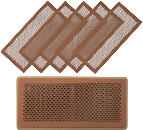 MODERN WAVE - Extra Strong Magnetic Air Vent Screen Cover for Floor 5-Pack (5 x 11 Brown)