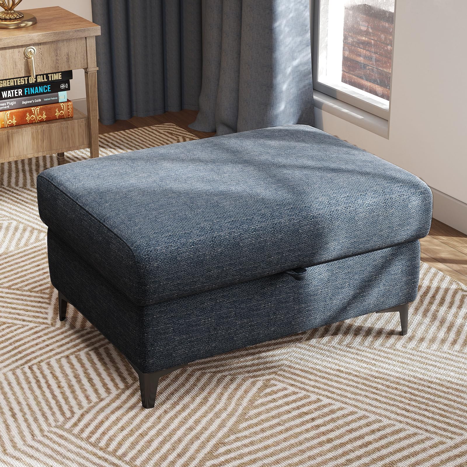 Upvilla 35" Large Storage Ottoman for Living Room(Blue)