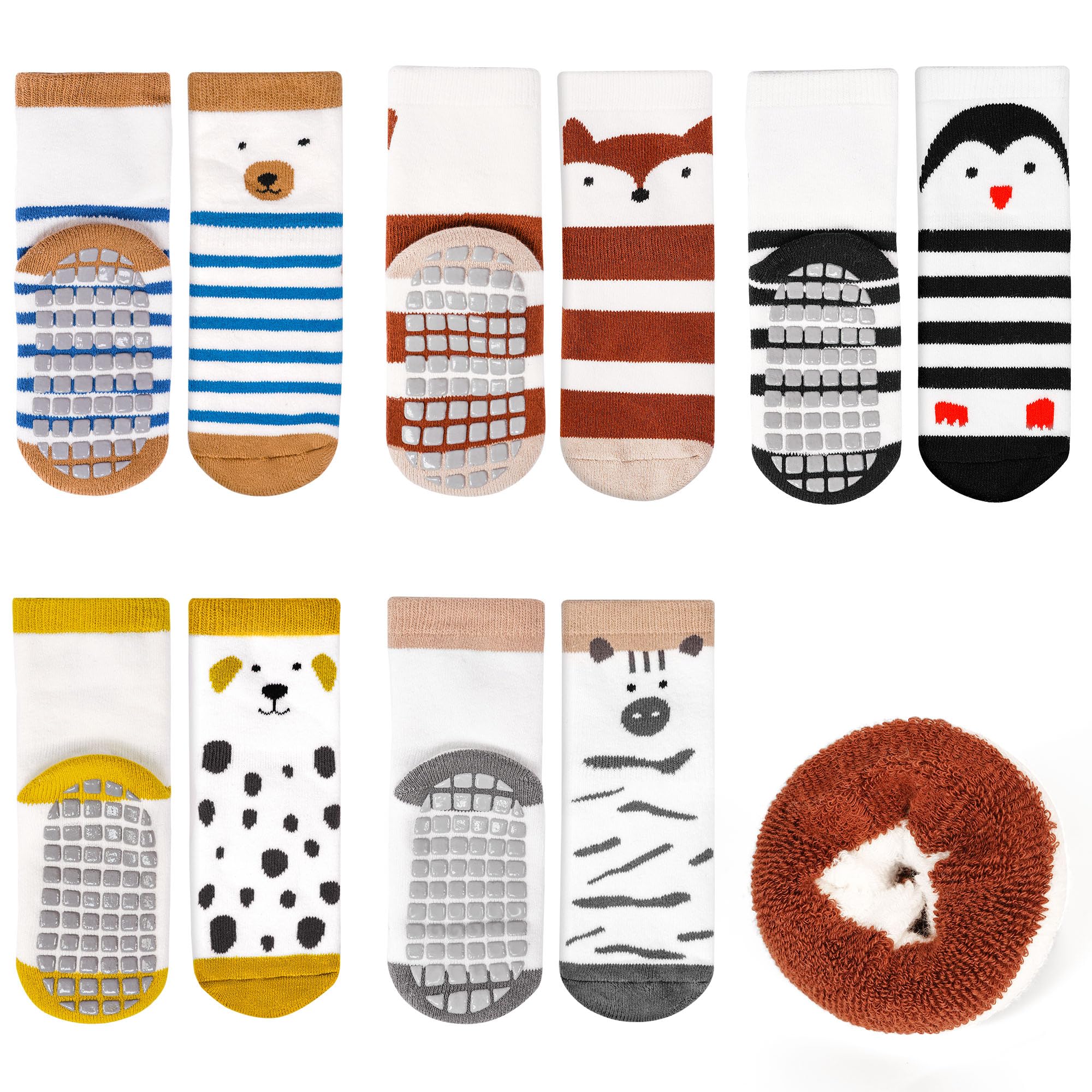 ELUTONG Rutschfeste Socken für Baby, 5 Paar dickere und wärm