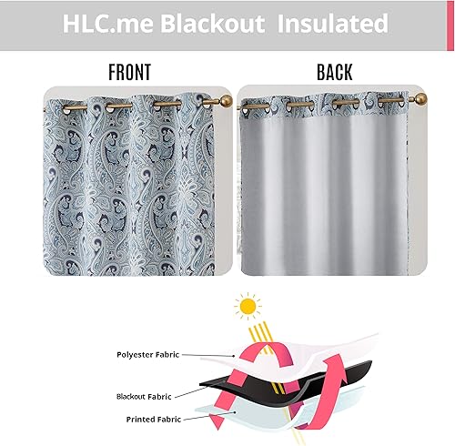 Miniatura 3 de HLC.ME París Paisley Print Damasco grueso aislamiento térmico ahorro de energía habitación oscurecimiento, ojales en la parte superior, cortinas de