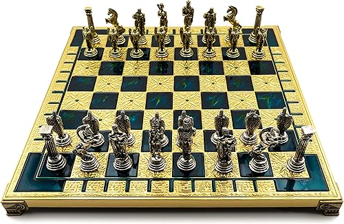 Juego de ajedrez de metal ícaro hecho a mano en caja de madera