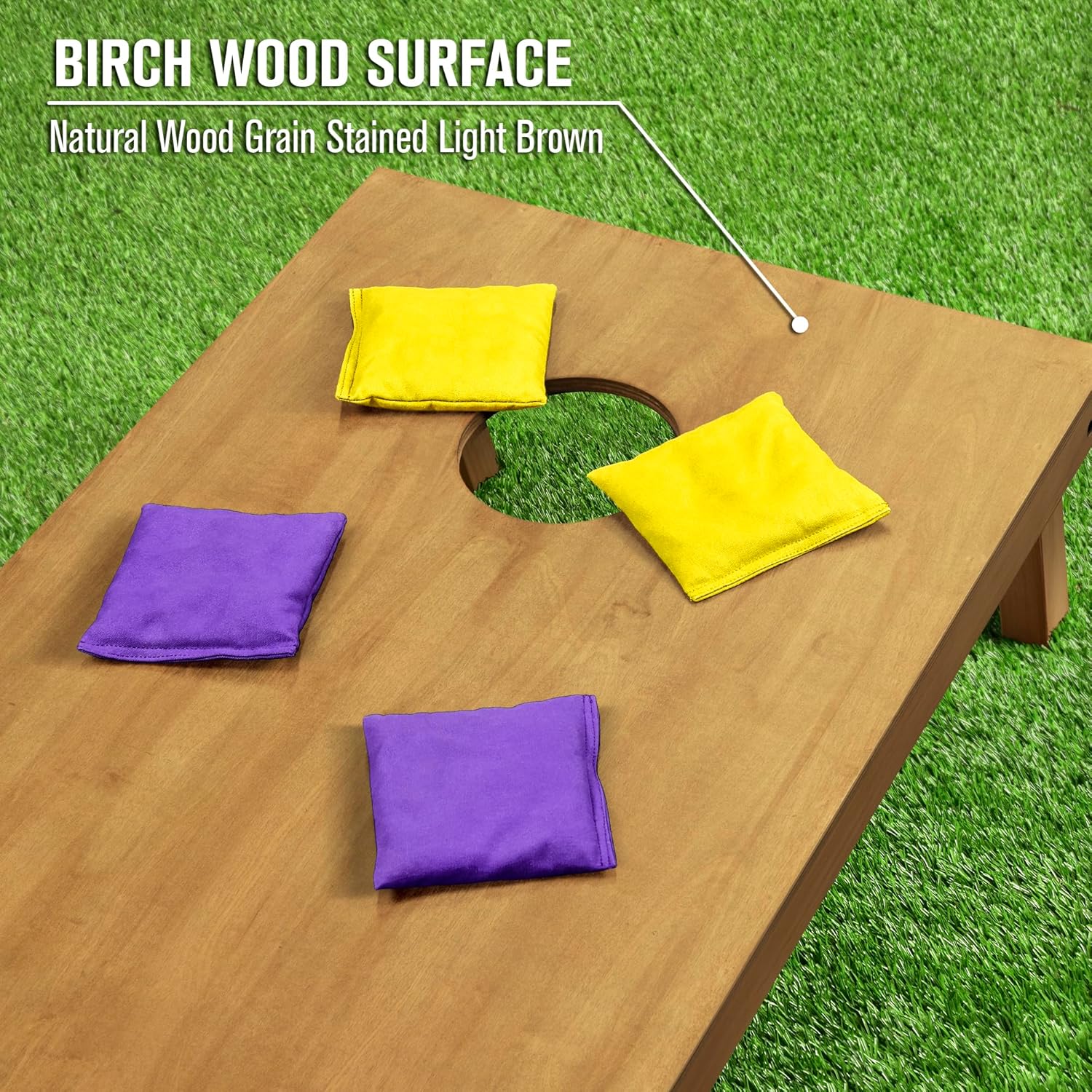 GoSports 4 ft x 2 ft Regulation Size Wooden Cornhole Boards Set with Light Brown Finish - Includes Carrying Case and Bean Bags