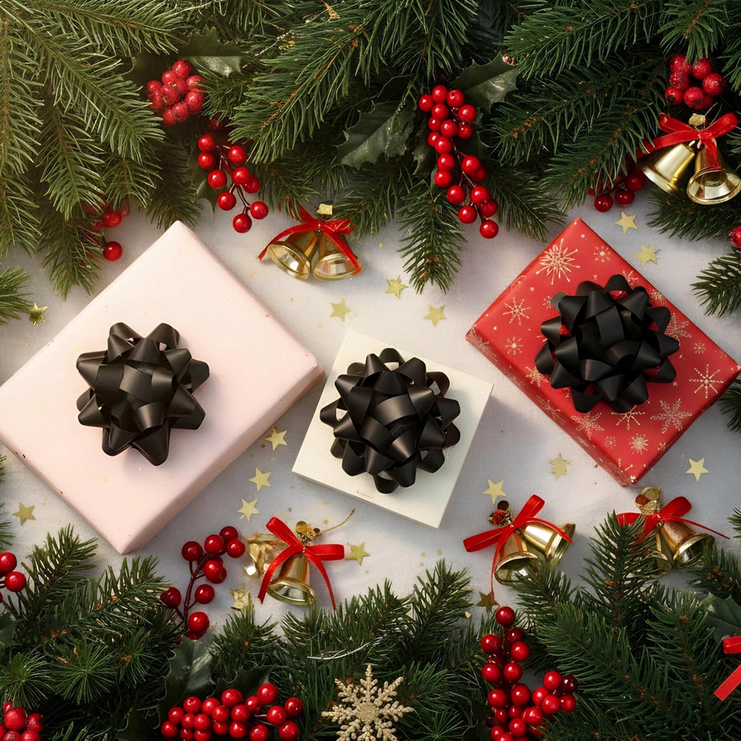 12Pcs Large 4.5 Inch Star Gift Bows for Gift Wrapping and Presents, Christmas Bows,for Parties, Birthdays, Weddings or Other Holidays. (Black) - Image 3