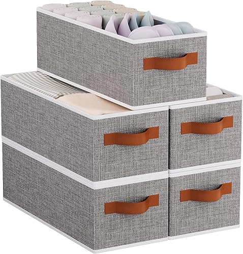 YheenLf Cestas de Almacenamiento Plegables, Cajas Organizadoras de Ropa de Tela, 15 x 6 x 5 pulgadas Cajas Organizadoras de Ropa Plegables con Asas,