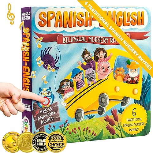Miniatura 2 de Libros bilingües para bebés en español inglés - Libros de rimas infantiles para bebés y niños pequeños con sonido libro de sonido interactivo y