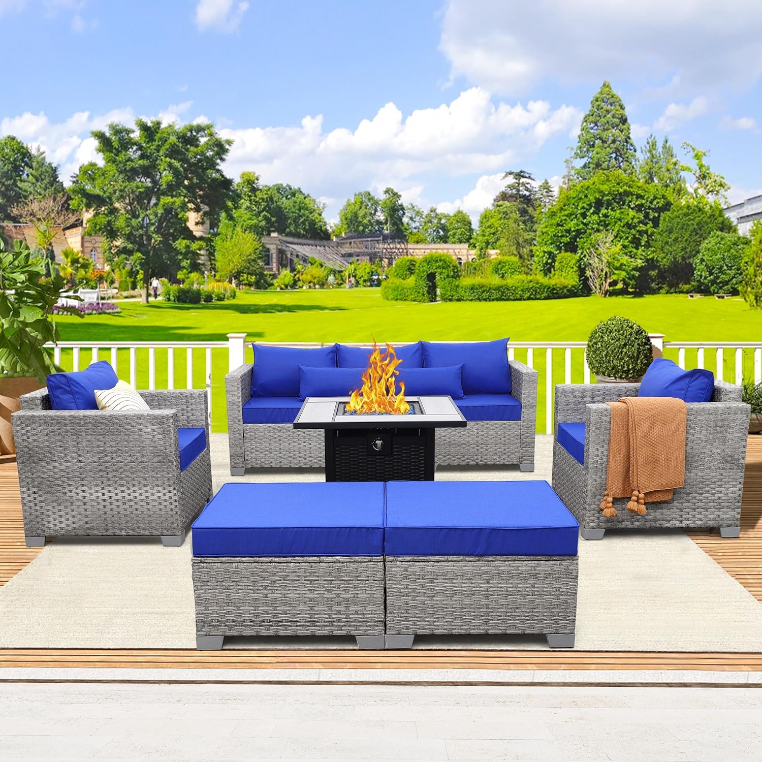 Amazon.com: WAROOM Patio Furniture Set 6 Piece Outdoor Patio Set Grey ...