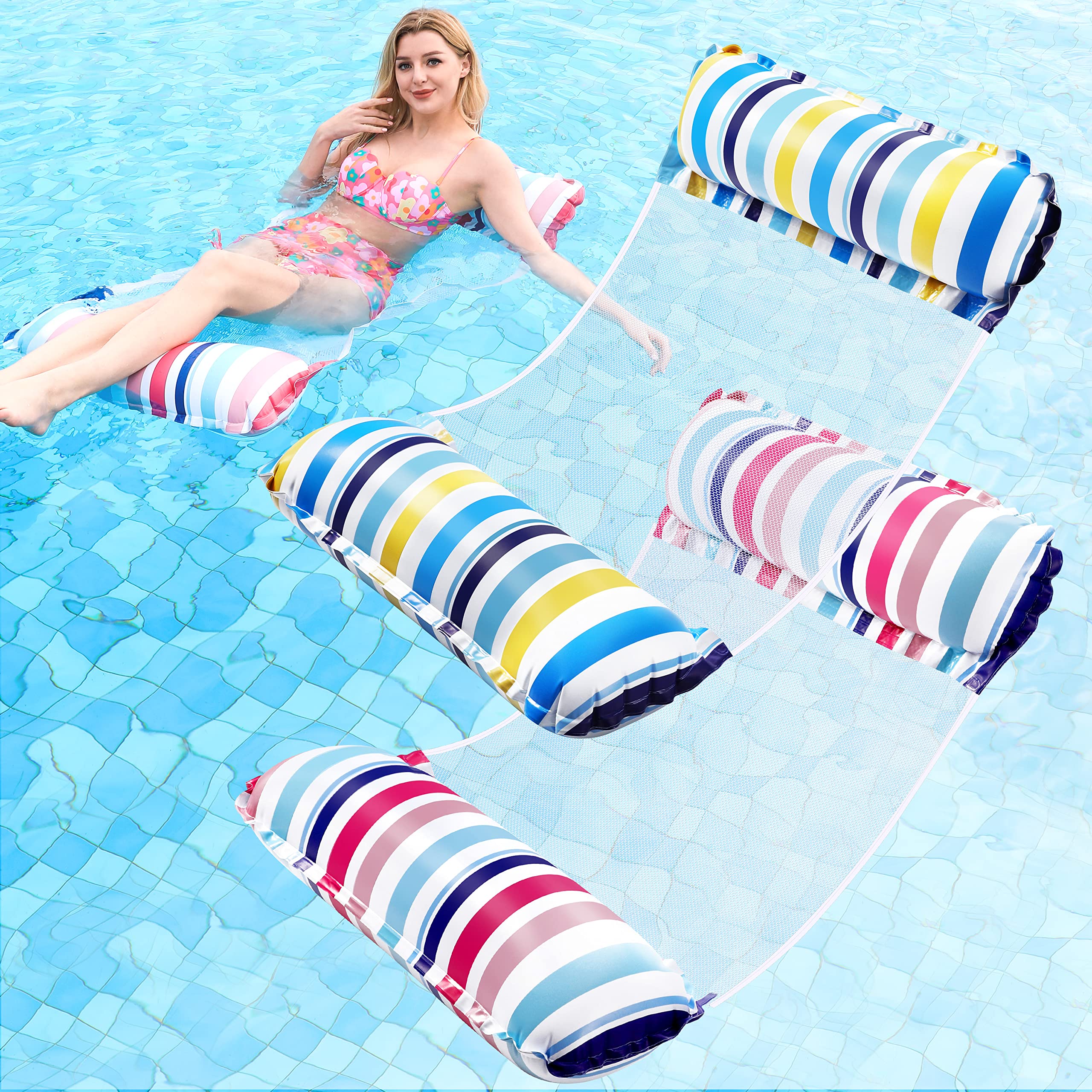 Pool Floats 2 Pack Floats for Swimming Pool, 4in1 Pool Floats