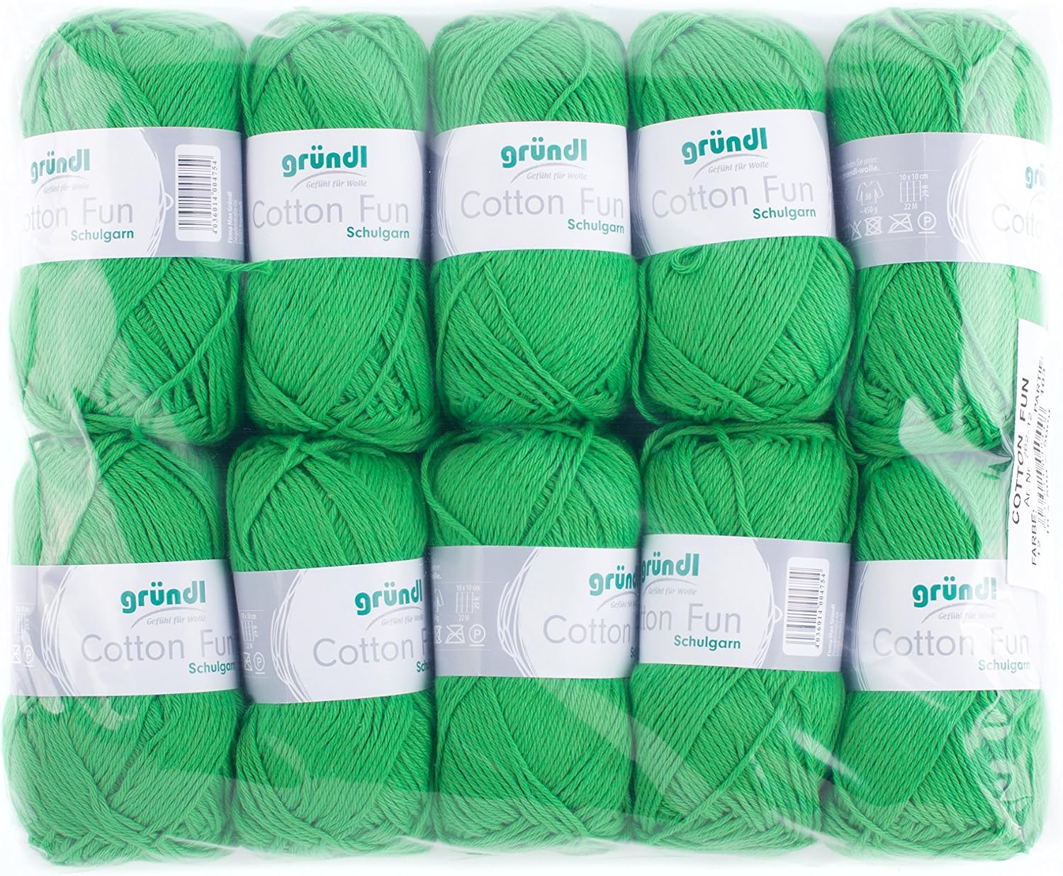 Gründl Cotton Fun Wool Cotton, Frog Green, 27.00 x 11.00 x 07.00 cm