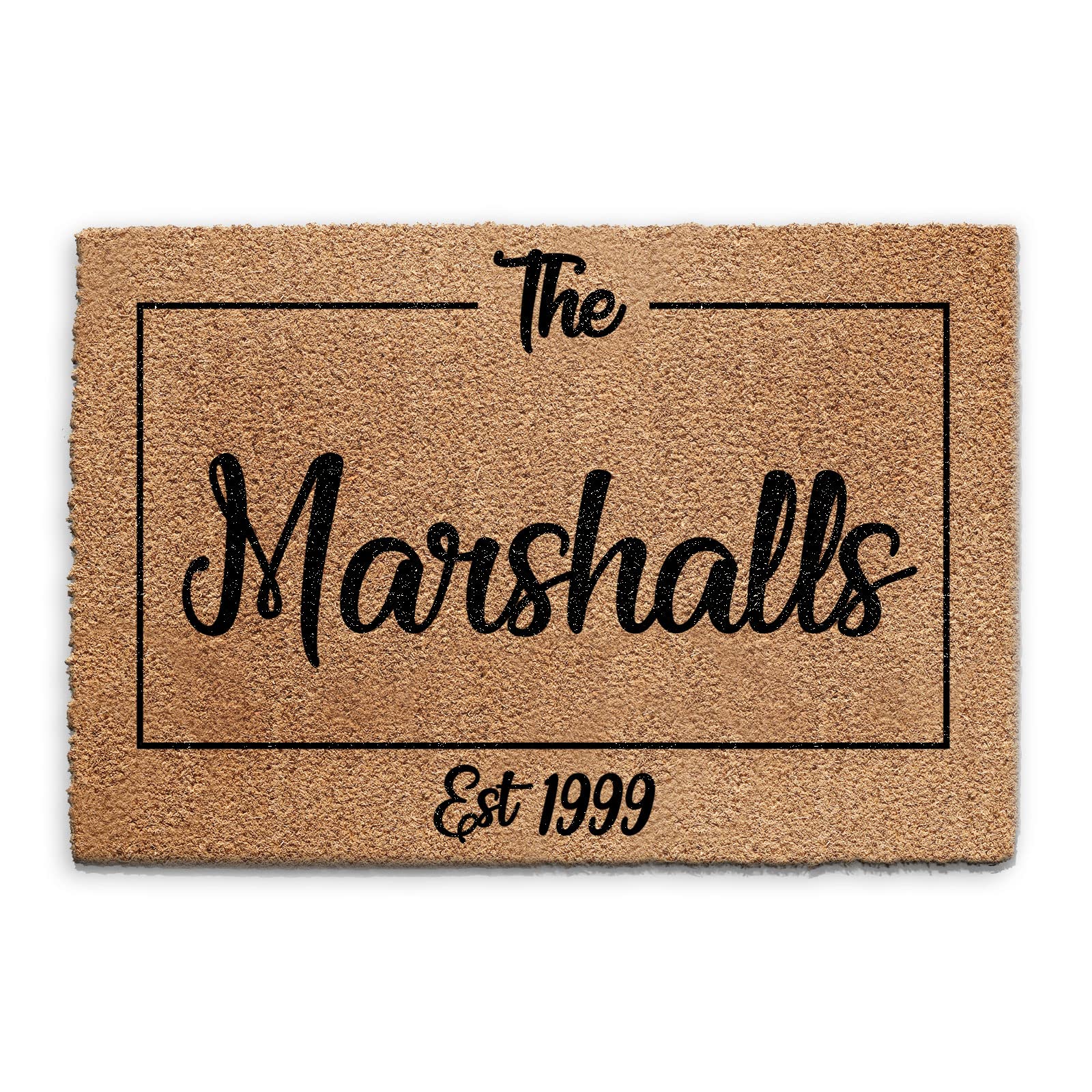 Hairyworm Personalised Doormat (40cm x 60cm) Small, Customise with Name, Initial, Text, Coconut Core Fibre Heavy Duty Mat, Rug, Family Name Est Year Indoor Natural Coir Regular Door Mat — image 1
