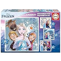 Educa – Puzzle Frozen | 4in1 Puzzle Progressivo 12, 16, 20, 25 pezzi | Elsa, Anna, Disney Frozen | dai 3 anni (19735)