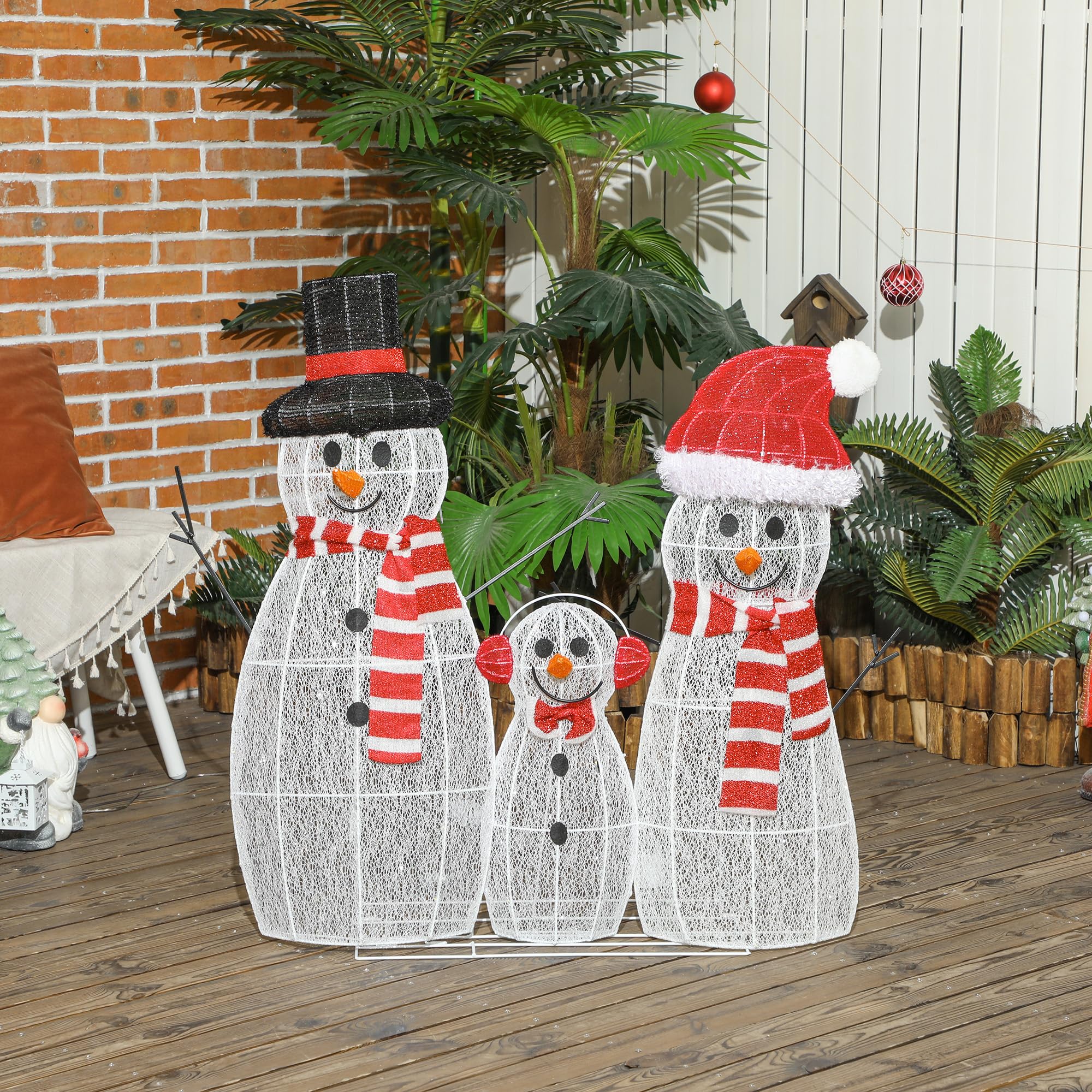 Outsunny LED Schneemann Weihnachtsdeko mit 148 warmweißen LEDs | Weihnachtsfigur, Weihnachtsbeleuchtung, Weihnachtsdekoration, für Außen & Innen