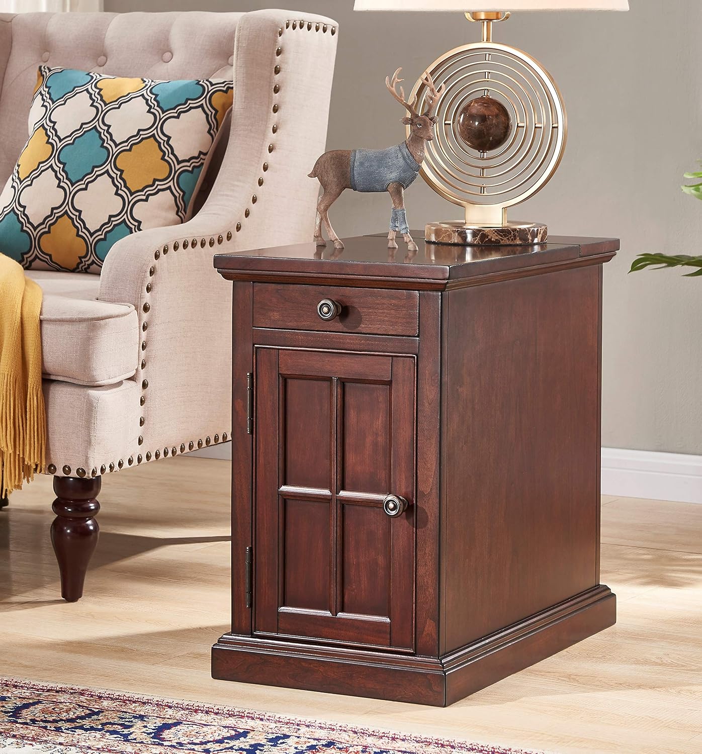 Audrey Living Saldana Chairside End Table with Cup Holders