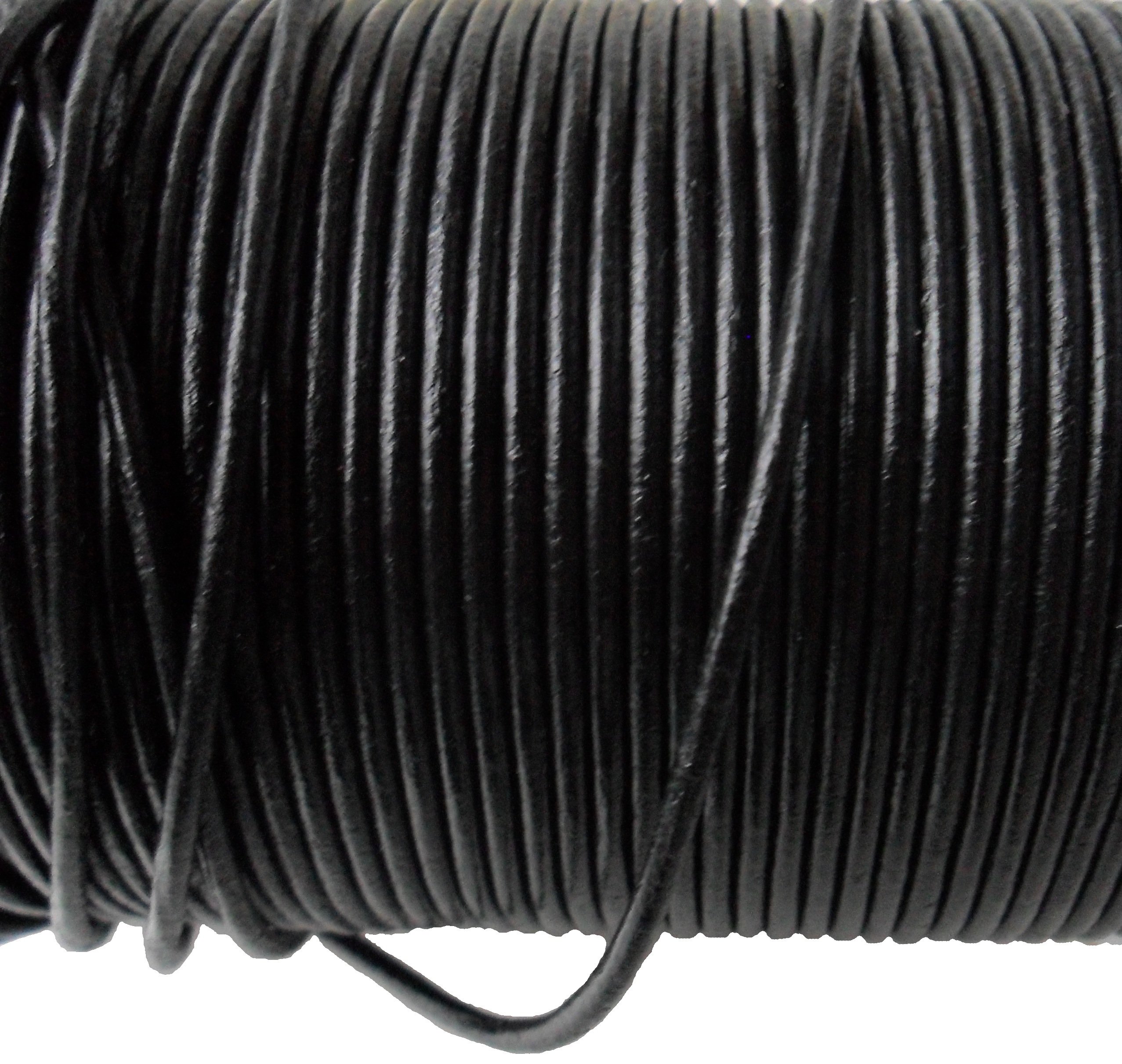 AURORIS - 11 Yards / 10 Meter Leather Cord Round - Ø 2 mm - Black