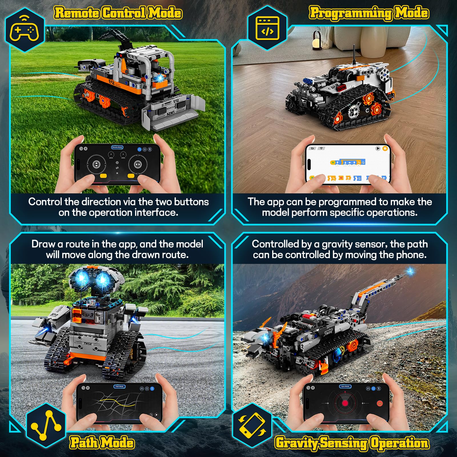 YOOHBERRYS Technic Robot dla dzieci, 5 w 1 Programowalny zestaw do budowy robota z aplikacją i pilotem zdalnego sterowania, kreatywny prezent edukacyjny dla chłopców i dziewcząt w wieku 8 lat (szary)