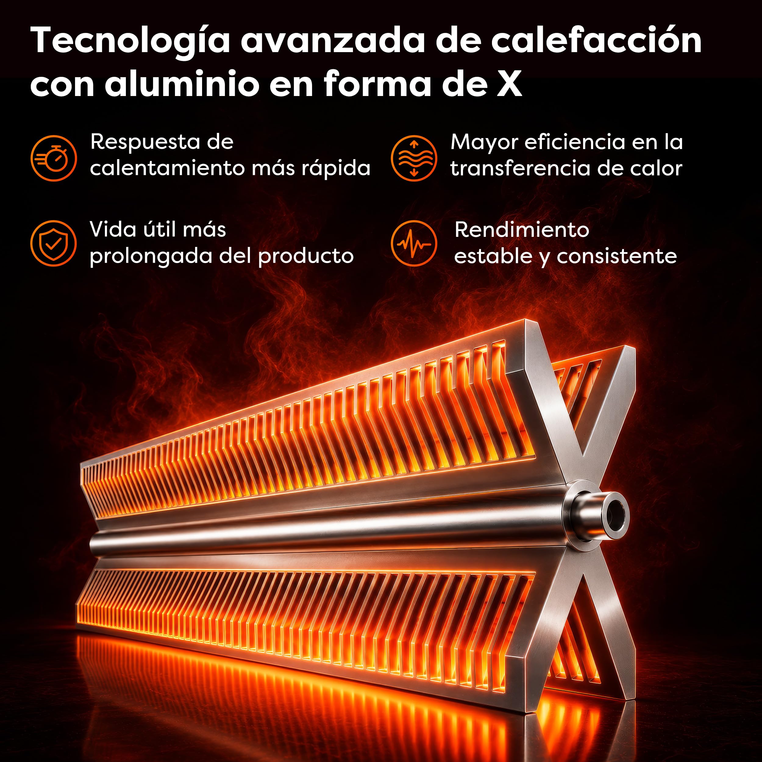 CIARRA CBHX20-B Calefactor eléctrico 2000W WiFi Montaje en Pared y Ruedas