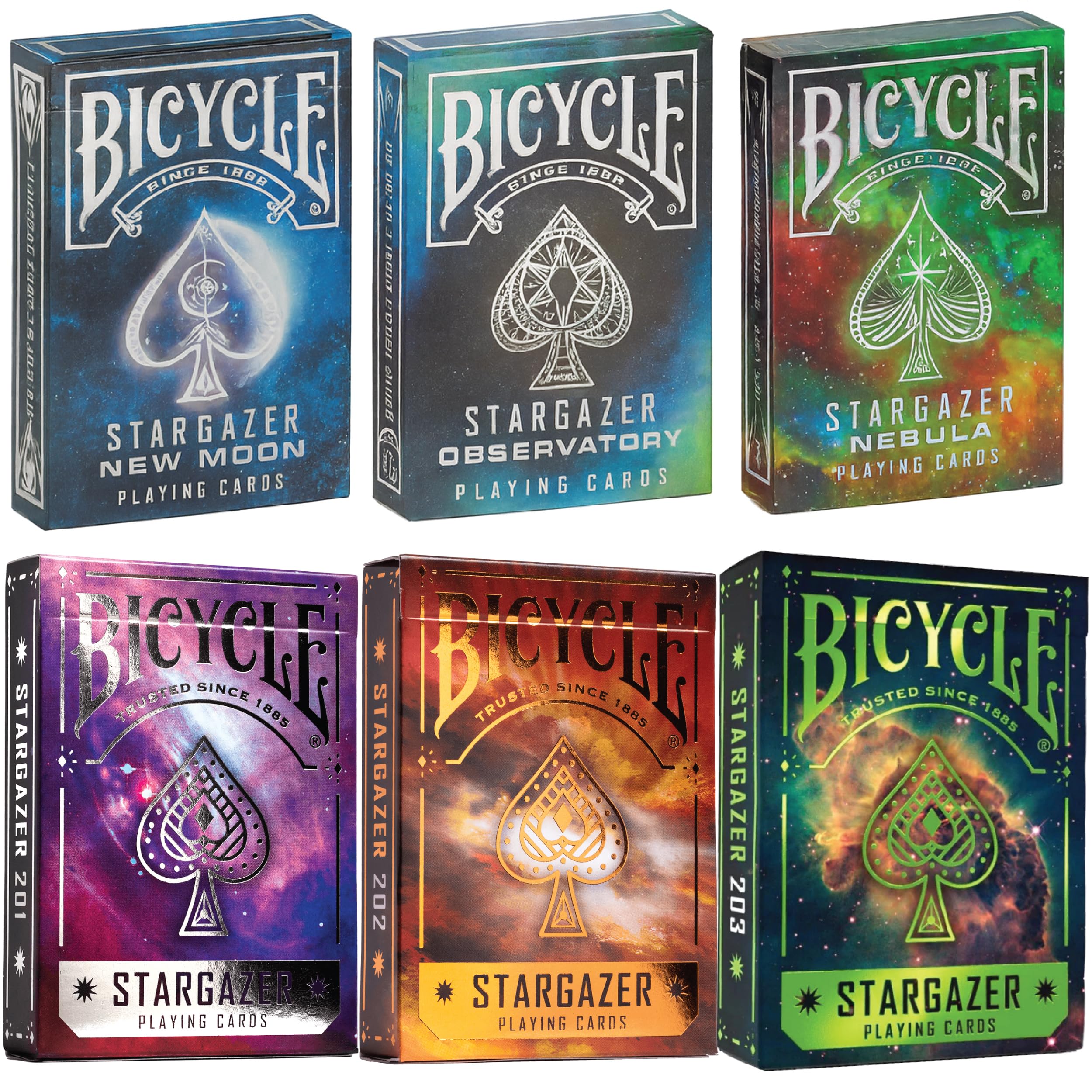 Bicycle Playing Cards, Stargazer Series 6-Deck Collector's Bundle | New Moon, Observatory, Nebula, Stargazers 201, Stargazer 202 & Stargazer 203 Playing Cards