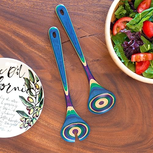 Miniatura 4 de Totally Bamboo Baltique Mumbai Collection - Juego de utensilios de madera para servir ensaladas, 11-34 pulgadas de largo, un par