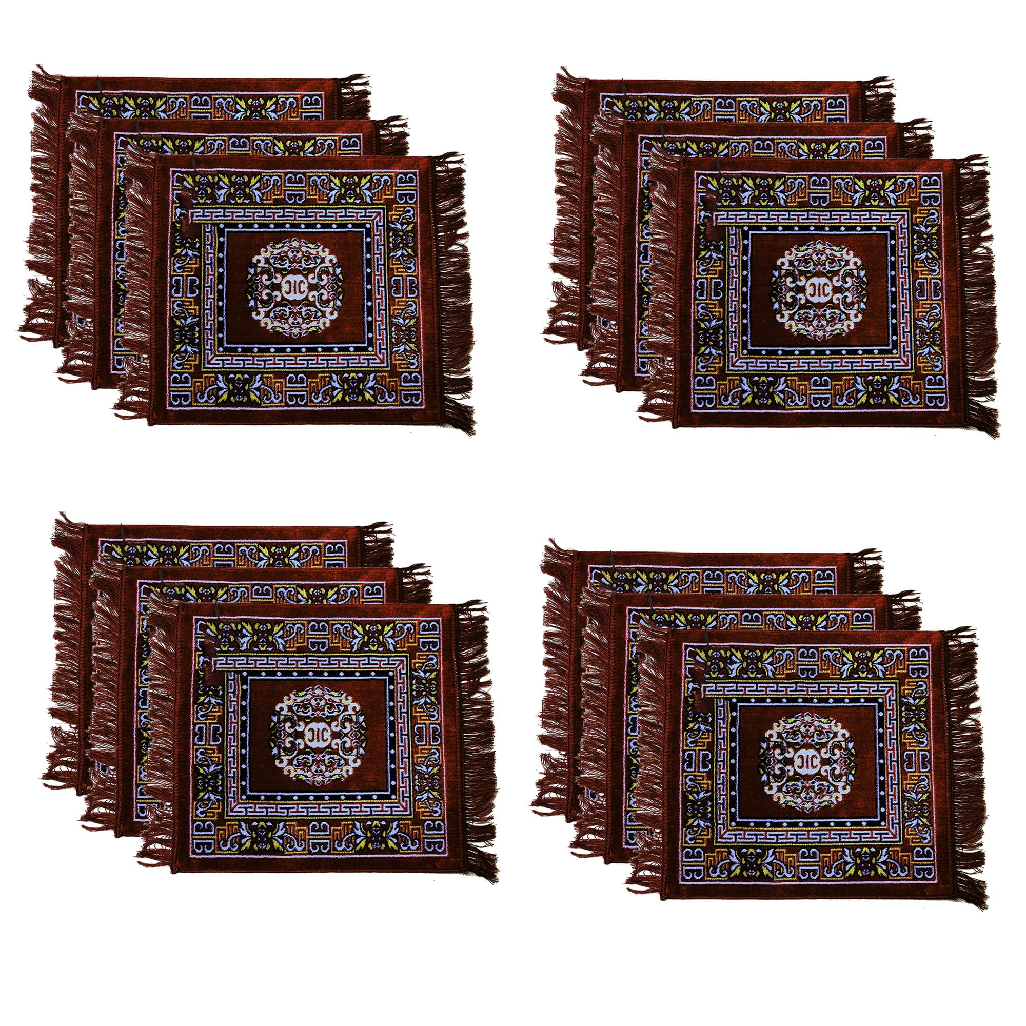 Traditional Velvet Prayer Mats - Blue & Red -8 Traditional Velvet Prayer Mats - Blue & Red -8