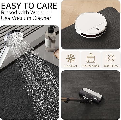 Miniatura 8 de Mecko Tapete de baño ultra absorbente, de secado rápido, de goma, antideslizante, delgado, para debajo de la puerta, alfombra de ducha de gamuza