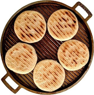 Budare Pro Grill, 26cm 10.2'' Aluminum Round Griddle, Pre-seasoned for Arepas, Non-stick, Compatible with Electric, Gas, Vitro-ceramic Stoves and Barbeque Grills