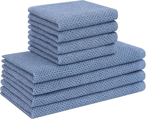 Mordimy Trapos de cocina de algodón, superabsorbentes y sin pelusas, de tejido de punto gofre, de secado rápido, perfectos para lavar platos,