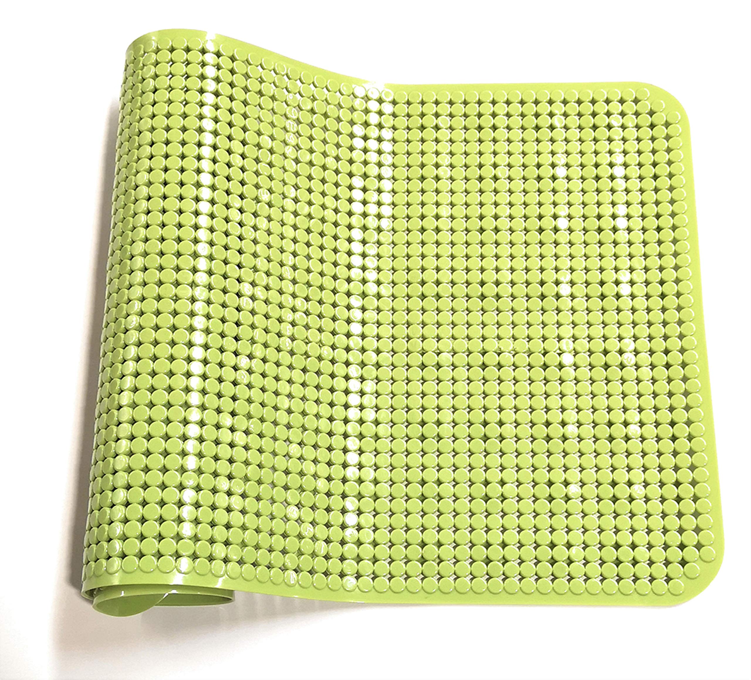 Zmum67 Bath Mat Extra Long Non-Slip with Suction Cups Stylish, Luxury & Durable Shower Mat, Anti-Slip Dots (Lime Green Dots 70x36CM)