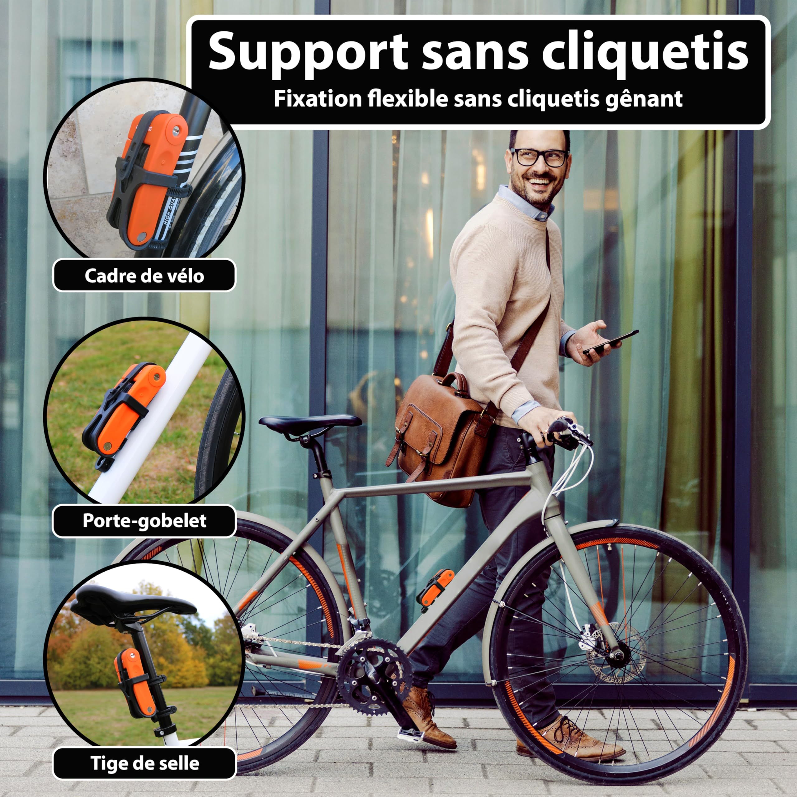 KOHLBURG Antivol pliable léger - 680 g léger et 70 cm de long avec support | Antivol velo en acier trempé, aussi comme antivol velo electrique, ebike et cadenas trotinette electrique