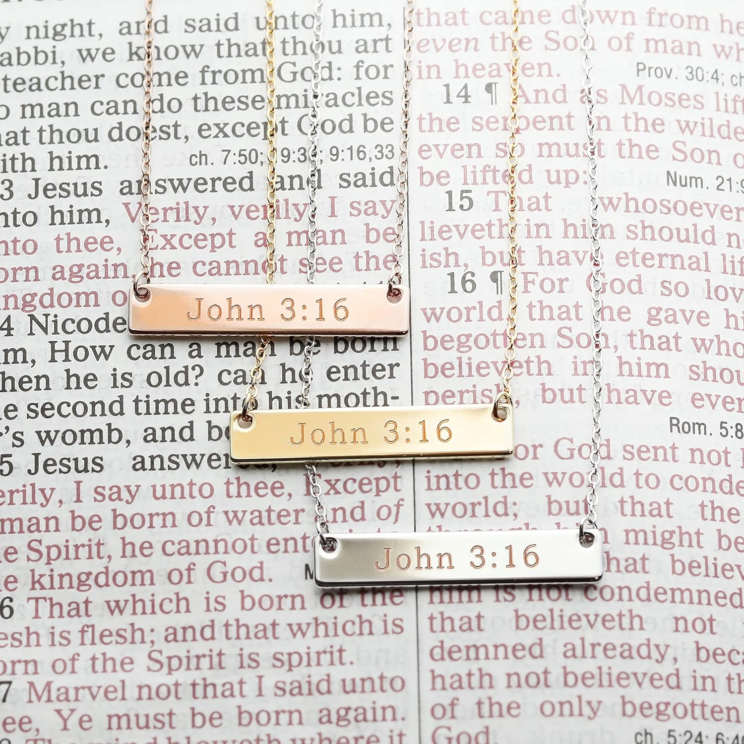 MignonandMignon Gold Christian Bar Necklace Bible Verse Necklace Faith Necklace Sister Necklace Baptism Gift Birthday