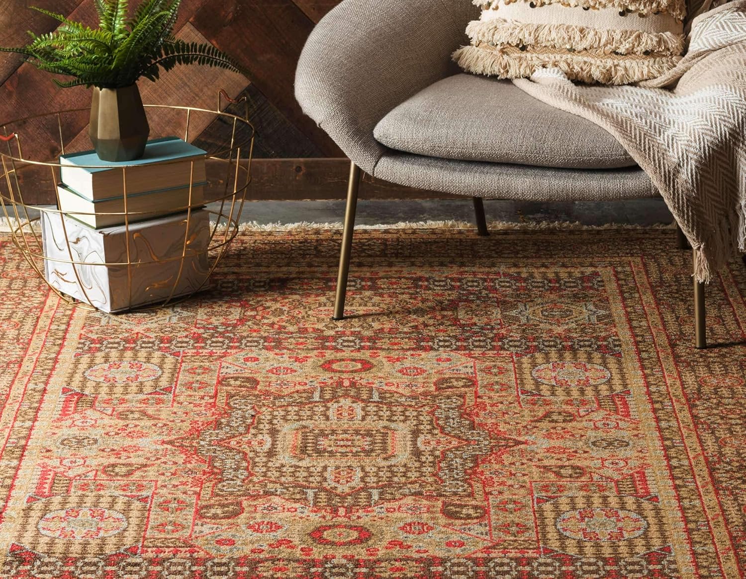 Unique Loom Palace Collection Area Rug (2'x 3' 1" Rectangle, Brown/ Light Blue)
