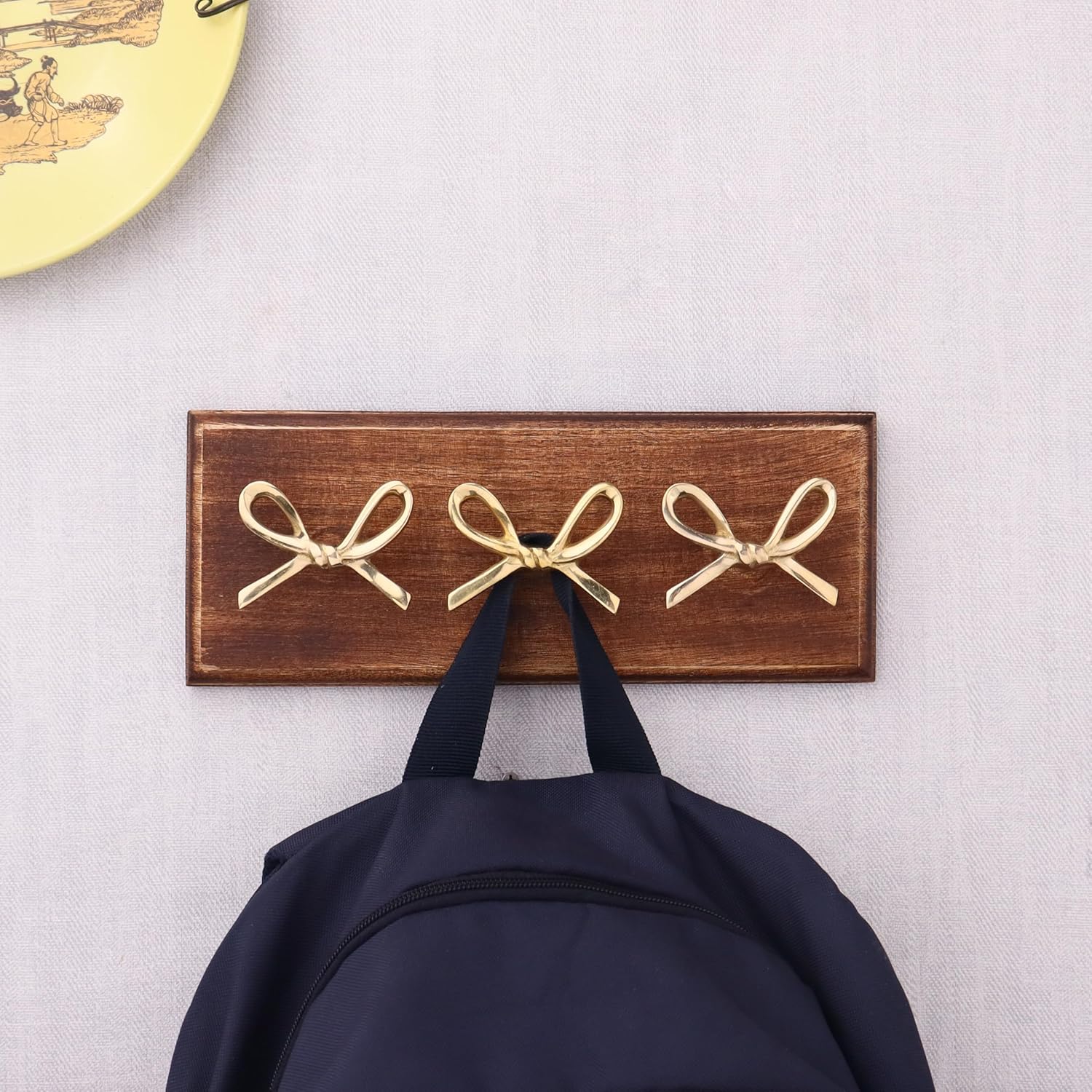 Indian Shelf Bow Adhesive Coat Rack Wall Mount Hooks No Drill Hook Rail for Hats, Coats, Towels & Bags Strong Stick-On Hat Holder for Home, Bathroom, or Entryway (Screw + Adhesive)